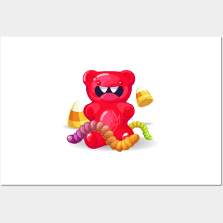 Gummy Bear plays with Candy Worms Posters and Art